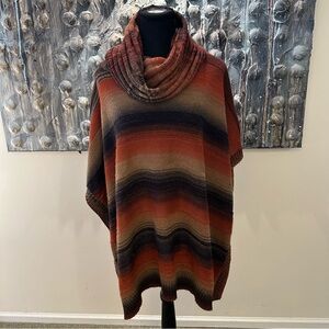 ⭐️ Sisters Striped Cowl Neck Poncho One Size EUC